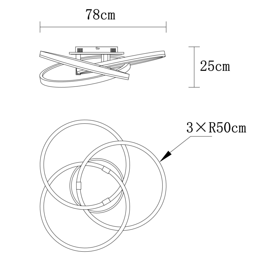 Globo - Ρυθμιζόμενο φωτιστικό οροφής LED/75W/230V 2700-6000K Ø 78 cm + τηλεχειριστήριο