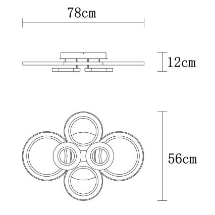 Globo - LED Ρυθμιζόμενο Φωτιστικό Οροφής LED/60W/230V 2700-6000K 56x78 εκ. ανθρακί + τηλεχειριστήριο
