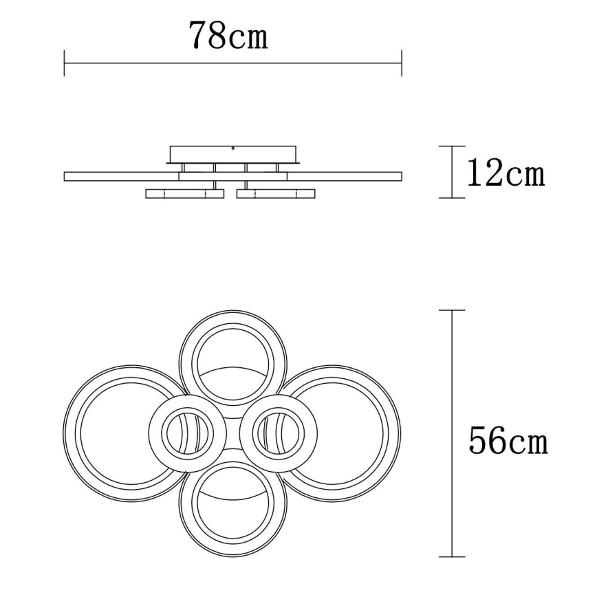 Globo - LED Ρυθμιζόμενο Φωτιστικό Οροφής LED/60W/230V 2700-6000K 56x78 εκ. ανθρακί + τηλεχειριστήριο