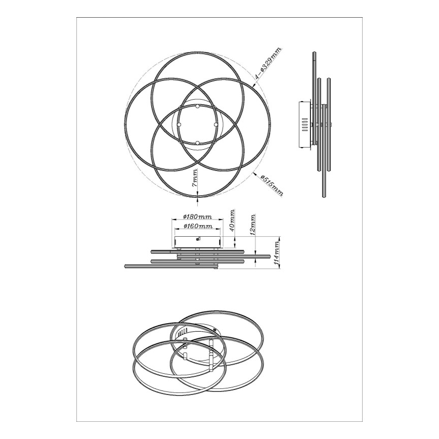 Globo - Φωτιστικό οροφής LED LED/55W/230V 4000K διάμετρος 51,5 cm ματ χρώμιο