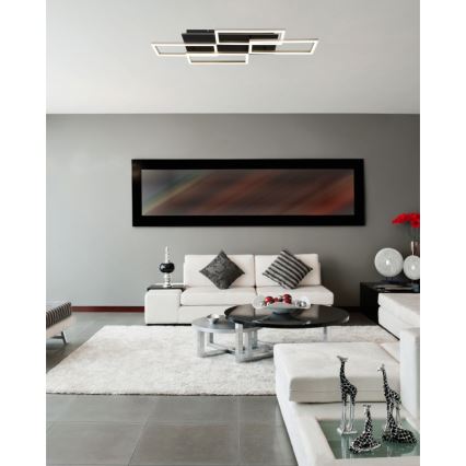 Globo - Ρυθμιζόμενο LED φωτιστικό οροφής LED/40W/230V 2700-6500K 32,5x87,5 cm μαύρο + τηλεχειριστήριο