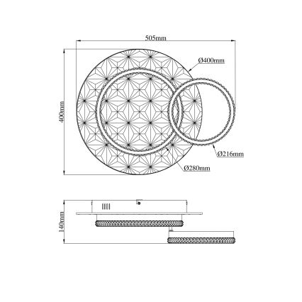 Globo - Φωτιστικό οροφής LED LED/24W/230V 3000K 40x50,5 cm μαύρο/χρυσό