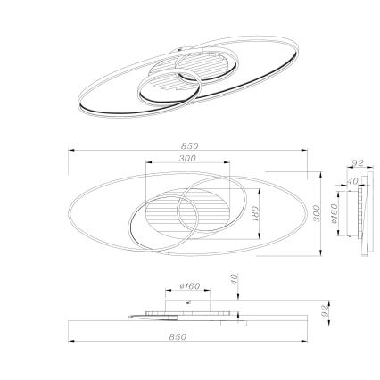 Globo - LED φωτιστικό οροφής LED/40W/230V 3000K 85x30 cm