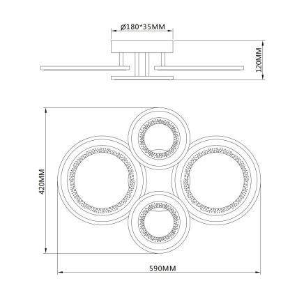Globo - LED Φωτιστικό οροφής LED/54W/230V 3000/4200/6500K 59x42 cm