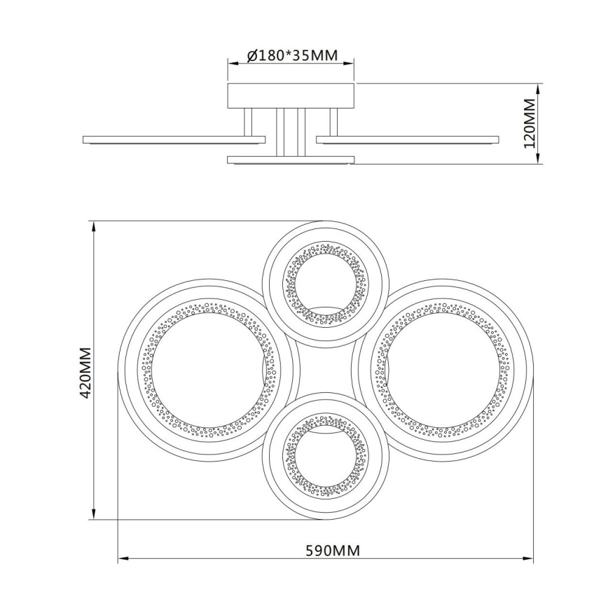 Globo - LED Φωτιστικό οροφής LED/54W/230V 3000/4200/6500K 59x42 cm