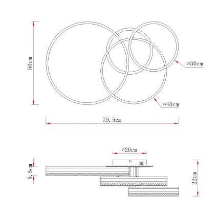 Globo - Ρυθμιζόμενο φωτιστικό οροφής LED/72W/230V 2700-6000K ασημί + τηλεχειριστήριο