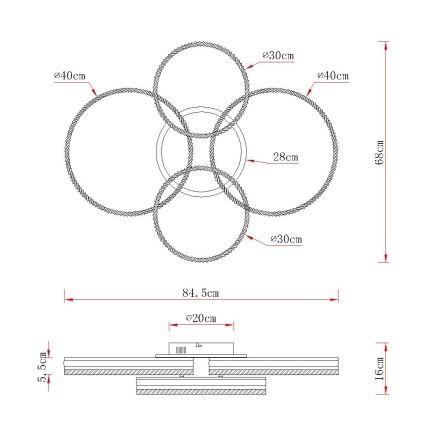 Globo - Ρυθμιζόμενο LED φωτιστικό οροφής LED/90W/230V 2700-6000K ασημί + τηλεχειριστήριο