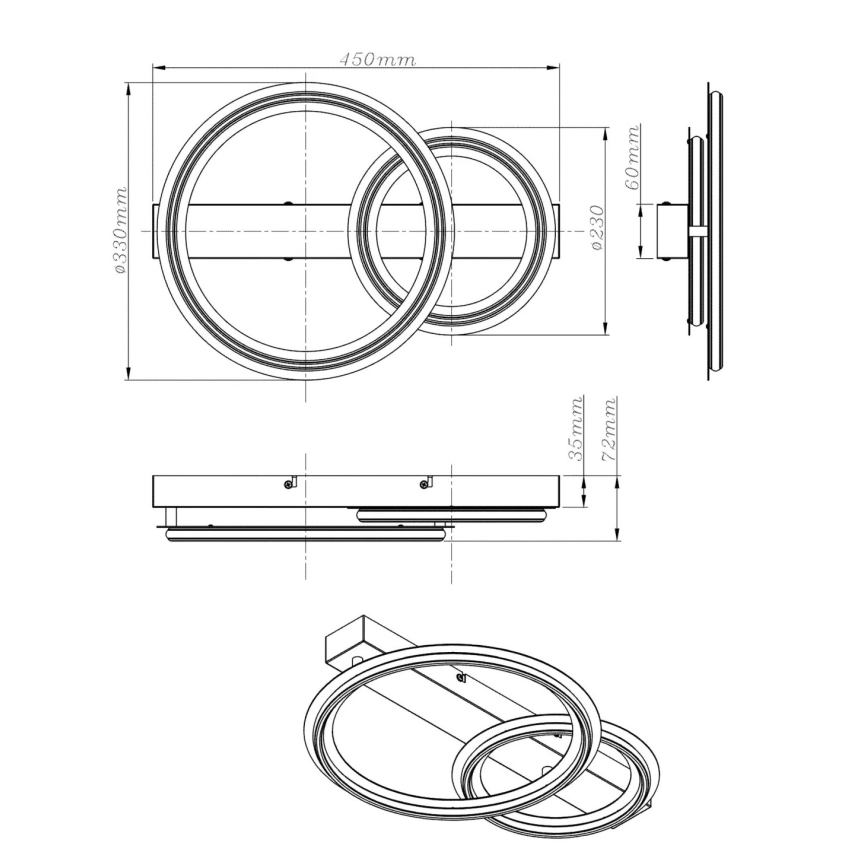 Globo - Φωτιστικό οροφής LED LED/30W/230V 3000K 33x45 cm