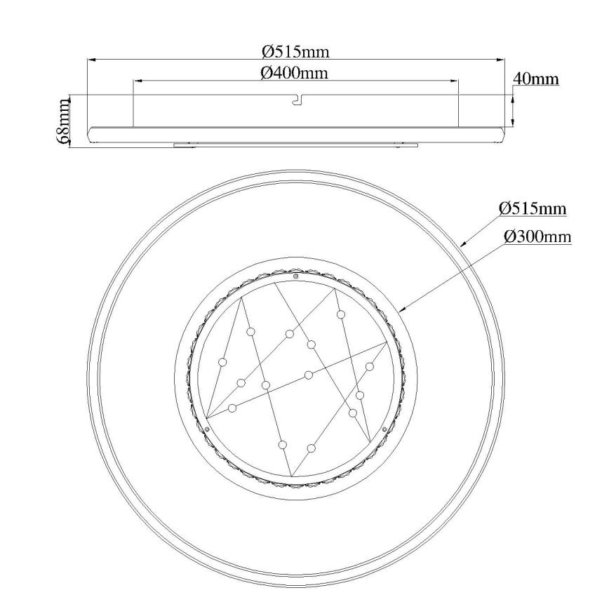 Globo - Φωτιστικό οροφής LED/40W/230V 3000/4000/6000K διάμ. 51,5 εκ. μαύρο