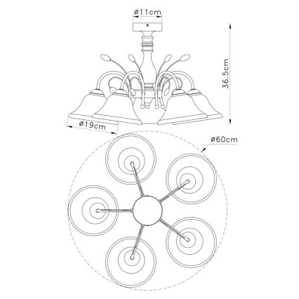 Globo - Κρεμαστό φωτιστικό 5xE27/60W/230V