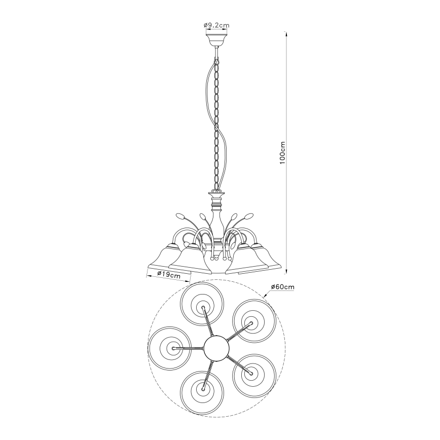Globo - Κρεμαστό φωτιστικό οροφής 5xE27/60W/230V