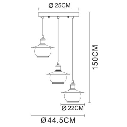 Globo - Κρεμαστό φως 3xE27/60W/230V