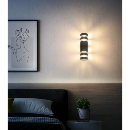 Globo - Επιτοίχιο φωτιστικό 2xE27/10W/230V μαύρο