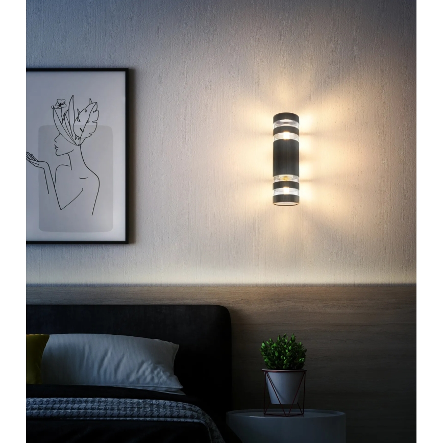 Globo - Επιτοίχιο φωτιστικό 2xE27/10W/230V μαύρο