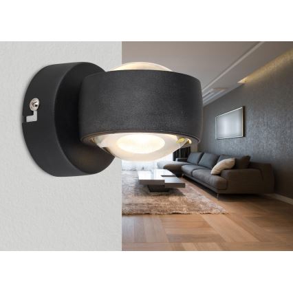 Globo - Επιτοίχιο φωτιστικό LED/7W/230V 3000K μαύρο