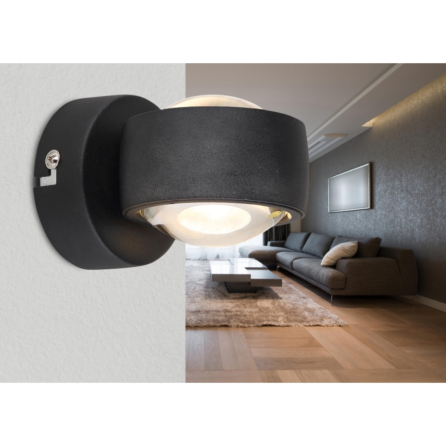 Globo - Επιτοίχιο φωτιστικό LED/7W/230V 3000K μαύρο