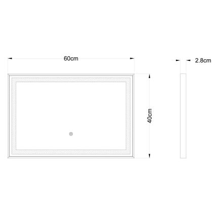 Globo - Καθρέφτης τοίχου LED Dimmable με οπίσθιο φωτισμό LED/10W/230V 2700/4000/6500K 60x40 cm