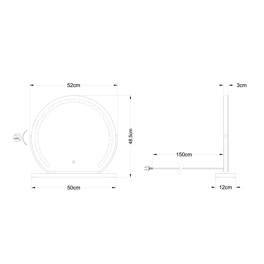 Globo - Καθρέφτης τοίχου LED Dimmable με οπίσθιο φωτισμό LED/10W/230V 2700/4000/6500K 12x48,5 cm
