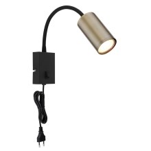 Globo - Flexible wall lamp 1xGU10/25W/230V μαύρο/ορείχαλκος