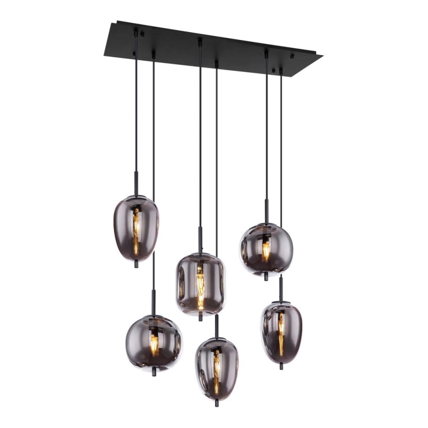 Globo - Φωτιστικό οροφής με καλώδιο 6xE14/40W/230V μαύρο