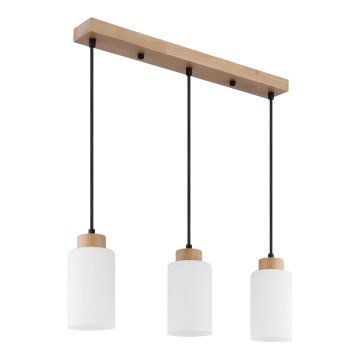 Globo - Κρεμαστό φωτιστικό με καλώδιο 3xE27/60W/230V, φινίρισμα δρυός/λευκό