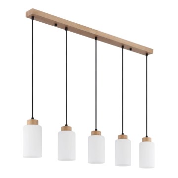 Globo - Κρεμαστό φωτιστικό με καλώδιο 5xE27/60W/230V μπεζ/λευκό