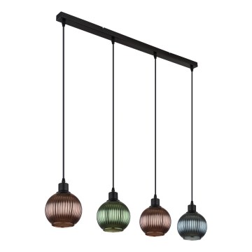 Globo - Κρεμαστό φωτιστικό οροφής 4xE27/25W/230V χαλκός/πράσινο/μπλε
