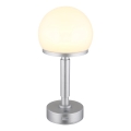 Globo - LED Dimmable επαναφορτιζόμενο επιτραπέζιο φωτιστικό αφής LED/2,5W/5V 1800mAh 2800K ασημί
