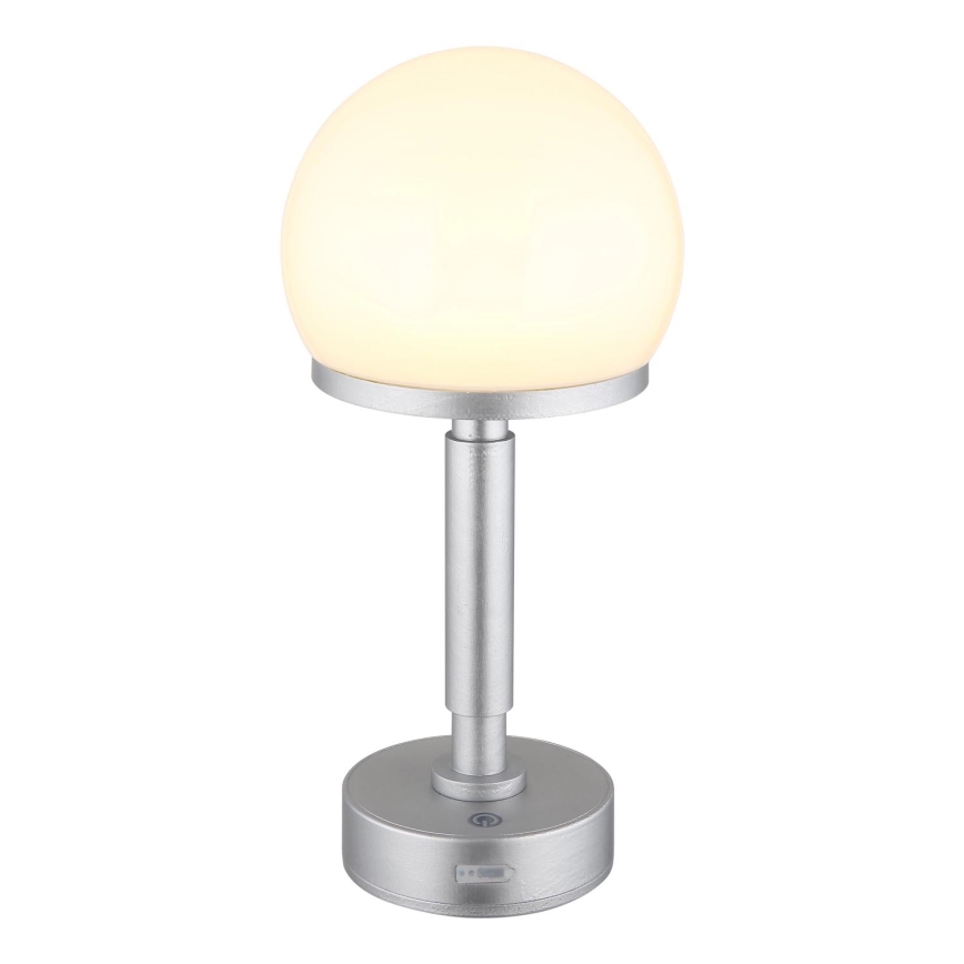 Globo - LED Dimmable επαναφορτιζόμενο επιτραπέζιο φωτιστικό αφής LED/2,5W/5V 1800mAh 2800K ασημί
