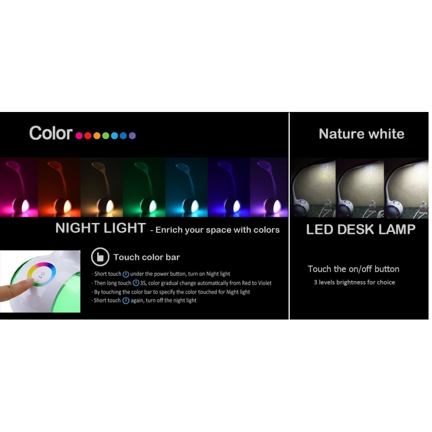 Globo - LED RGBW Dimming touch επιτραπέζια λάμπα LED/6W/230V