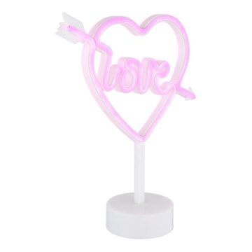 Globo - LED Νεονική διακοσμητική επιτραπέζια λάμπα LED/2W/3xAA καρδιά