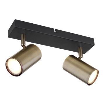 Globo - Σποτ φωτιστικό 2xGU10/35W/230V μαύρο/ορείχαλκος
