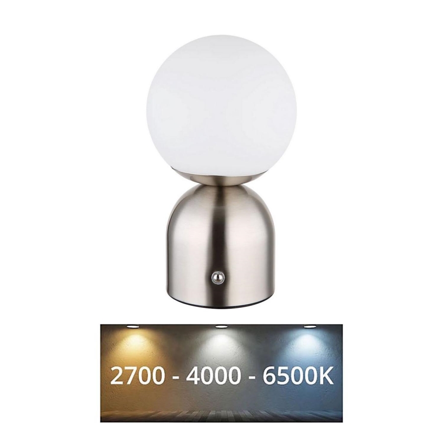 Globo - Επιτραπέζιο LED φωτιστικό αφής με ρύθμιση φωτεινότητας LED/2,5W/3,7V 2700K/4000K/6500K 1800 mAh USB ματ χρώμιο