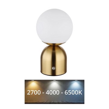 Globo - Επιτραπέζιο LED φωτιστικό με αφής και ρύθμιση φωτεινότητας LED/2,5W/3,7V 2700K/4000K/6500K 1800 mAh USB ορείχαλκος