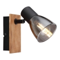 Globo - Επιτοίχιο φωτιστικό σημείου 1xE14/40W/230V μαύρο/ξύλο