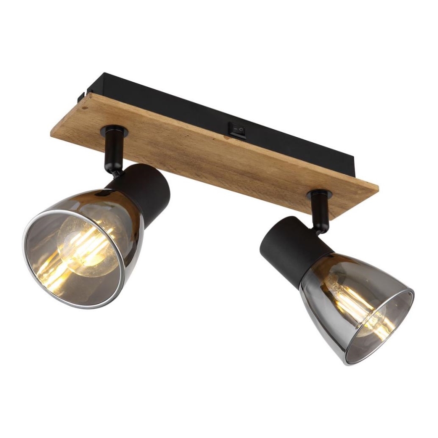 Globo - Επιτοίχιο φωτιστικό με 2 λάμπες E14/40W/230V σε μαύρο/ξύλο