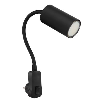 Globo - Επιτοίχιο σποτ με βύσμα για πρίζα 1xGU10/35W/230V μαύρο