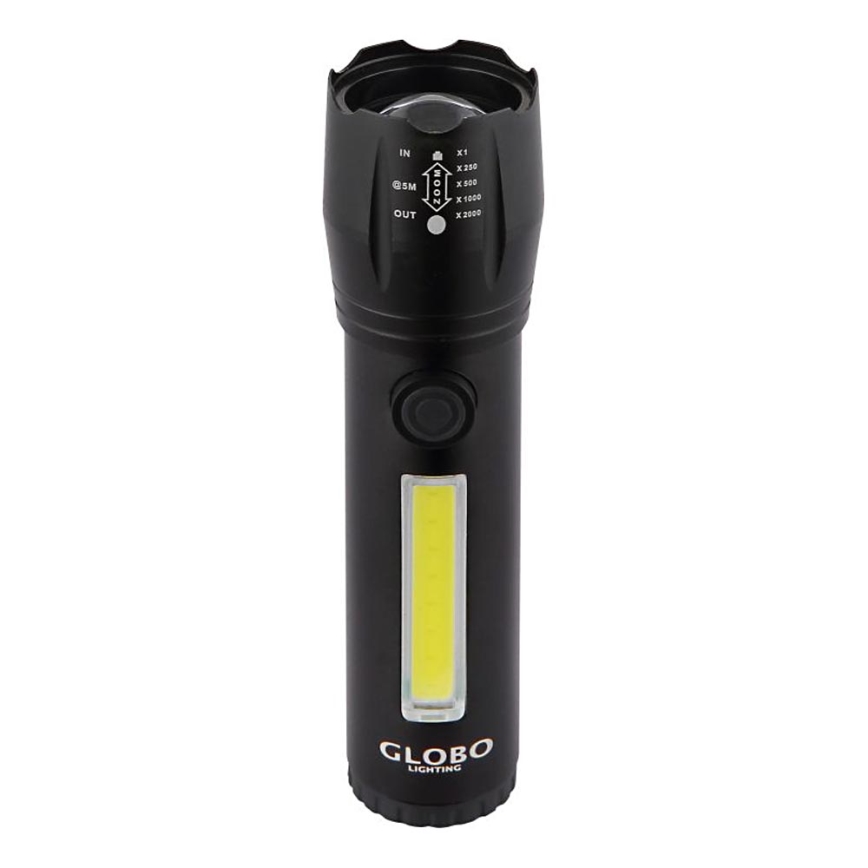 Globo - Επαναφορτιζόμενος φακός LED/3W/5V + COB/3W 5500K 1200 mAh