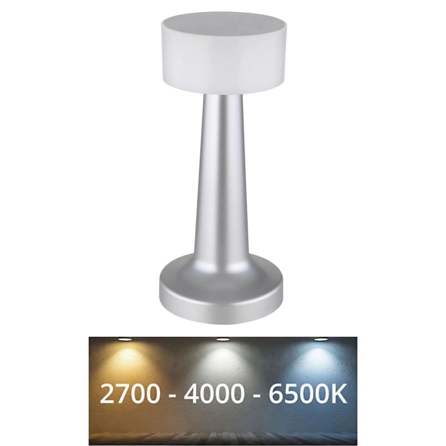Globo - Επιτραπέζια λάμπα αφής dimming LED LED/1W/3,7V 2700K/4000K/6500K 800 mAh USB ματ χρώμιο