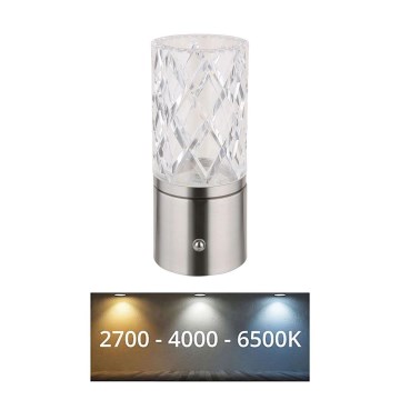 Globo - Επιτραπέζια λάμπα αφής dimming LED LED/2,5W/3,7V 2700K/4000K/6500K 1800 mAh USB ματ χρώμιο