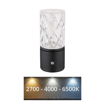 Globo - Επιτραπέζια λάμπα αφής dimming LED LED/2,5W/3,7V 2700K/4000K/6500K 1800 mAh USB μαύρο