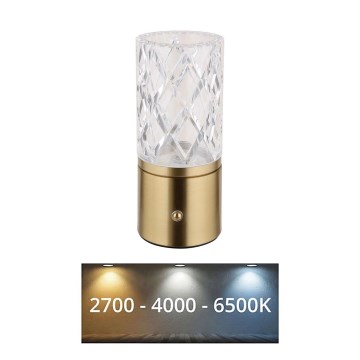 Globo - Επιτραπέζια λάμπα αφής dimming LED LED/2,5W/3,7V 2700K/4000K/6500K 1800 mAh USB χρυσό