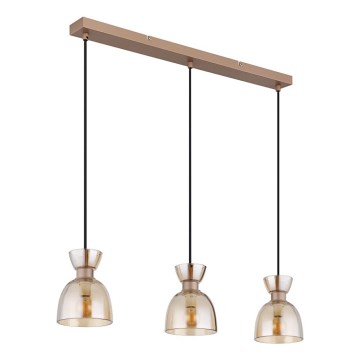 Globo - Κρεμαστό φωτιστικό οροφής 3xE14/40W/230V καφέ/φιμέ
