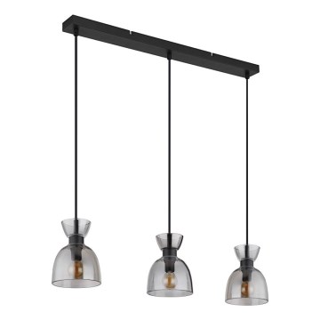 Globo - Κρεμαστό φωτιστικό οροφής 3xE14/40W/230V μαύρο/φιμέ