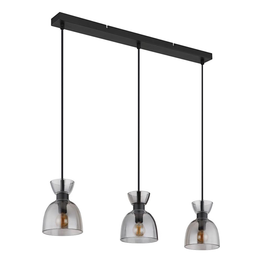 Globo - Κρεμαστό φωτιστικό οροφής 3xE14/40W/230V μαύρο/φιμέ