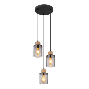 Globo - Κρεμαστό φωτιστικό οροφής 3xE27/15W/230V διάμετρος 27 cm δρυς