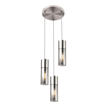Globo - Κρεμαστό φωτιστικό οροφής 3xE27/25W/230V διάμετρος 30 cm ματ χρώμιο