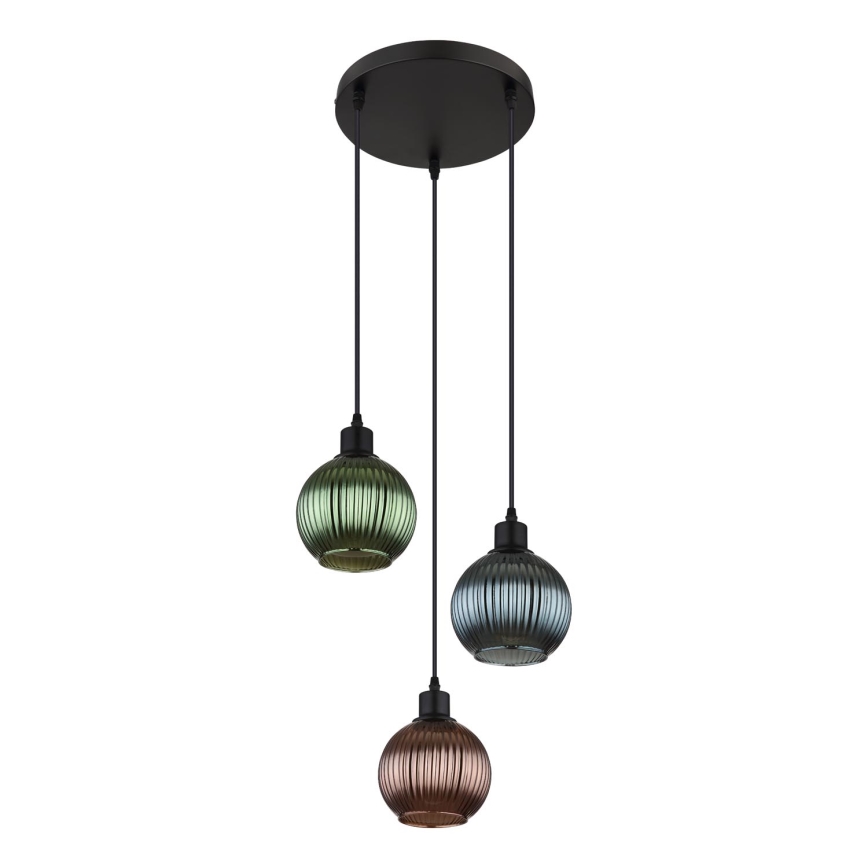 Globo - Κρεμαστό φωτιστικό οροφής 3xE27/25W/230V διάμετρος 36 cm χαλκός/πράσινο/μπλε