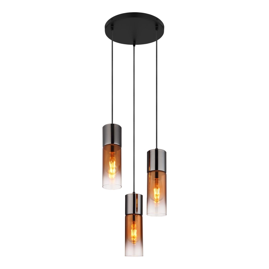 Globo - Κρεμαστό φωτιστικό οροφής 3xE27/25W/230V μαύρο/χαλκός