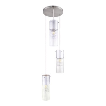 Globo - Κρεμαστό φωτιστικό οροφής 3xE27/60W/230V διάμετρος 30 cm ασημί